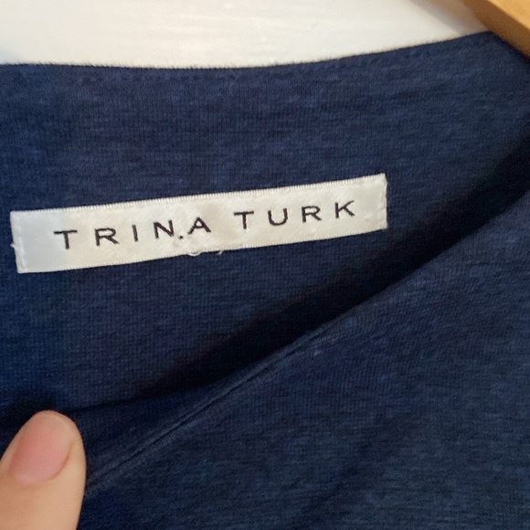 Trina Turk Navy Red floral embroidered bell sleeve dress - Picture 2 of 6